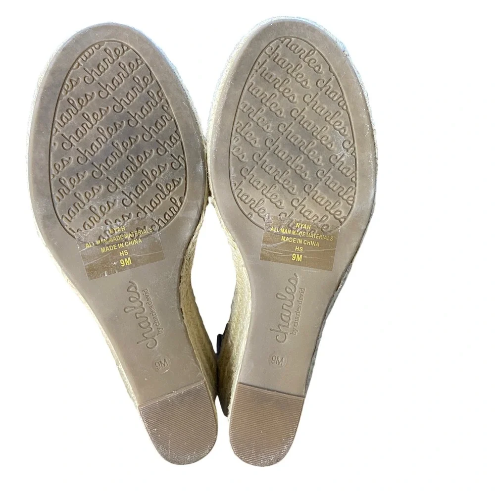 Charles by Charles David Silver Croc Embossed Espadrille‎ Wedge Sandals  9